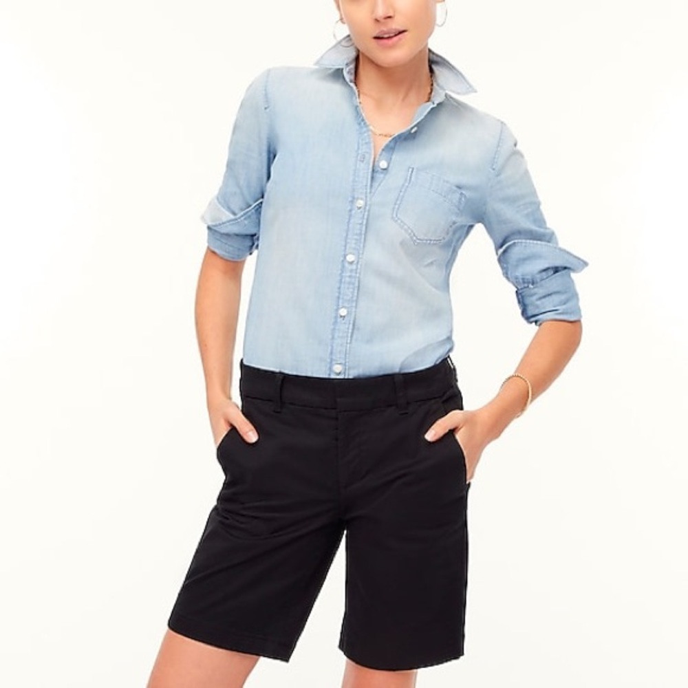 J. Crew Stretch Black City Fit Bermuda Shorts, Size 8